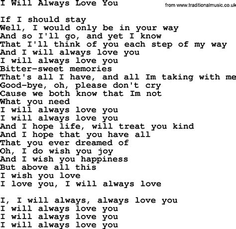 traduction parole i will always love you